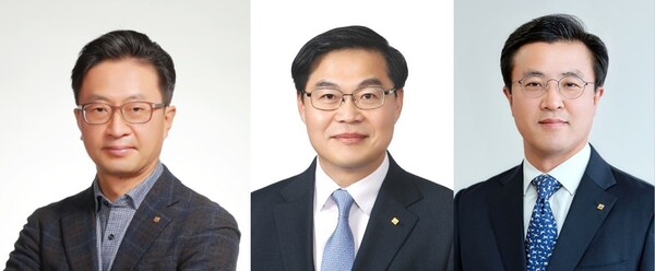 JB금융지주가 2023년도 조직개편 및 임원 인사를 단행했다고 3일 밝혔다. 지주 부회장으로 송종욱 전 광주은행장(왼쪽)을 선임했으며, 김성철 전 전북은행 부행장(오른쪽)을 경영지원본부장(전무)으로, 이광호 전 광주은행 부행장(가운데)을 지주 준법감시인(상무)으로 신규 선임했다. /JB금융지주