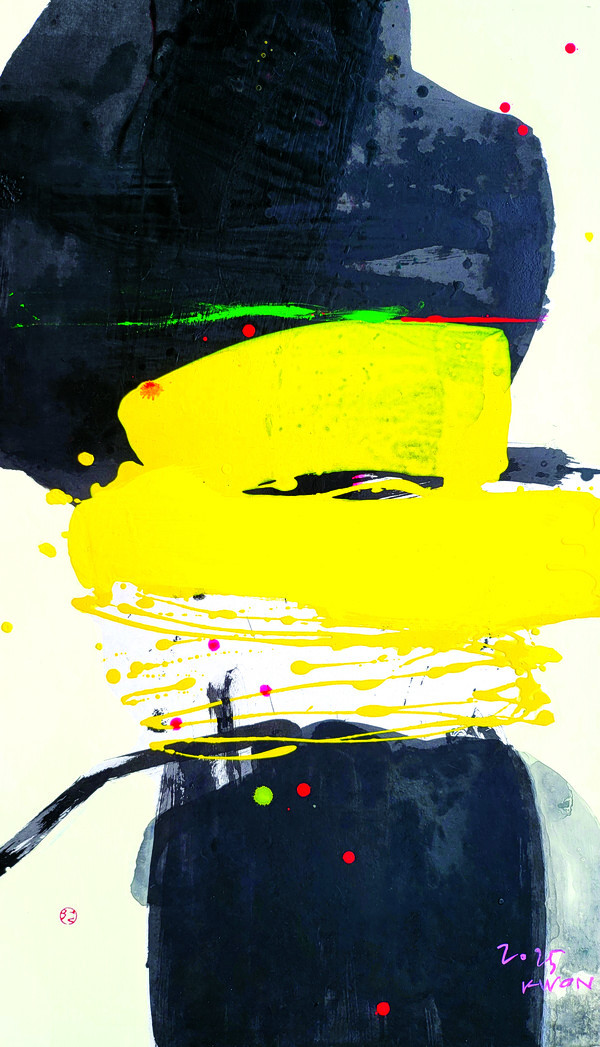 untitled 91x53cm 한지위에혼합재료 2025